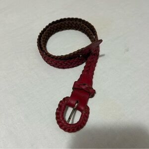 Vintage red leather braided belt